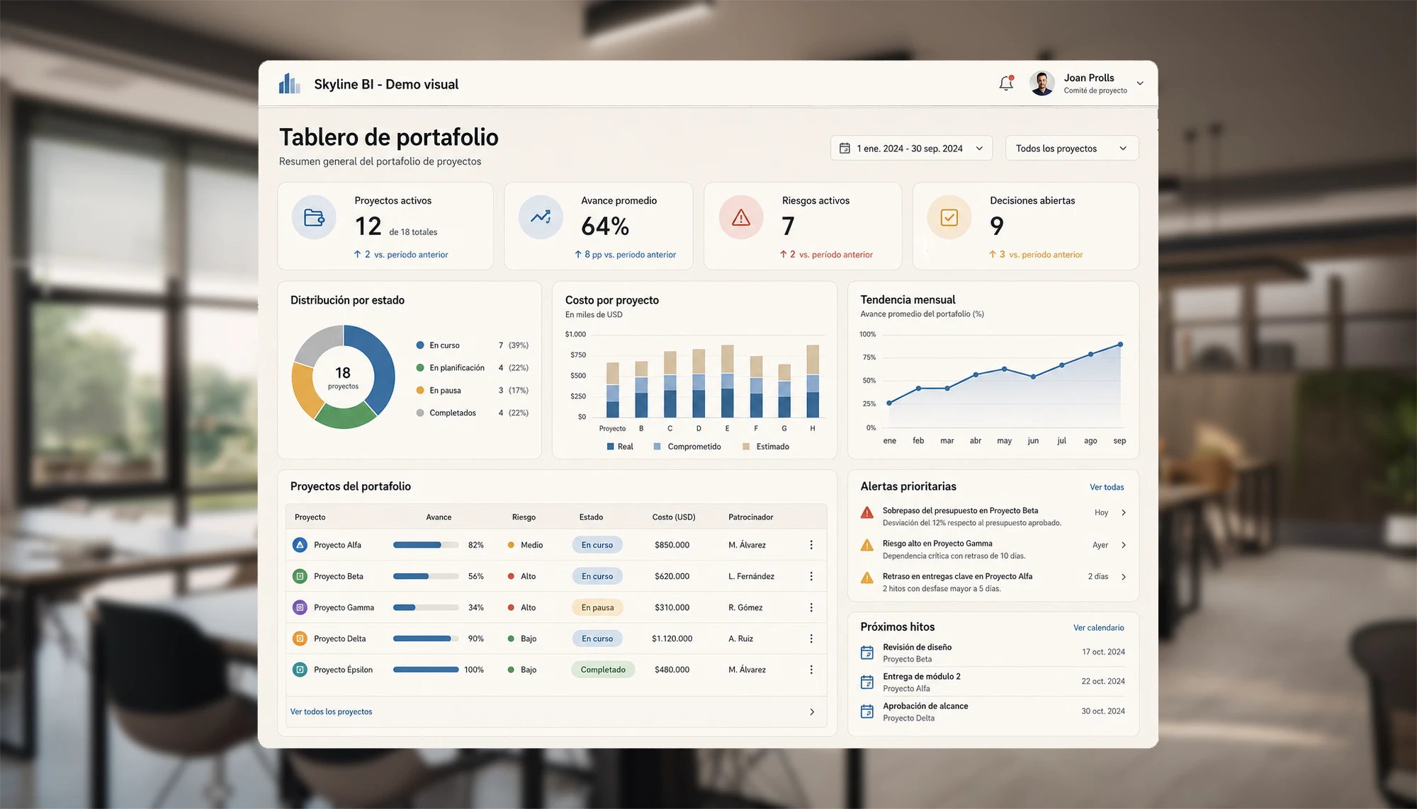 Skyline BI: inteligencia de negocio para la gestión ejecutiva de proyectos